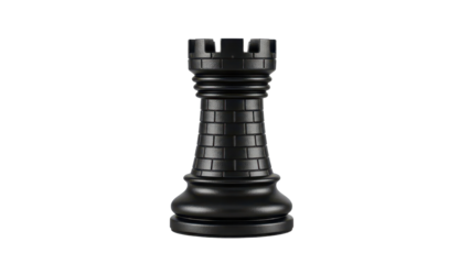 Dark Black Chess Rook Piece Isolated for Strategy and Business Concepts isolated PNG with Transparent Background