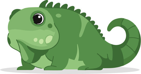 Fototapeta premium Green Cartoon Chameleon Character.