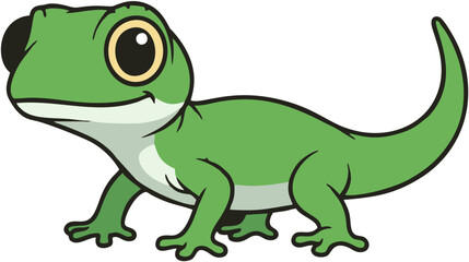 Obraz premium Green Cartoon Lizard Illustration.
