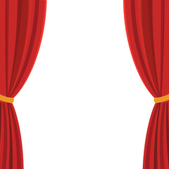 Red stage curtains open vector