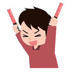 推しを応援する男の子のイラスト