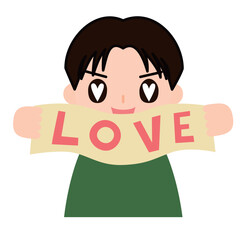 推しを応援する男の子のイラスト