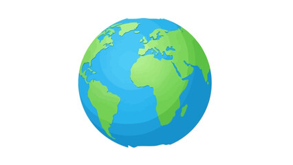 A stylized illustration of planet Earth showing continents and oceans in vibrant colors.