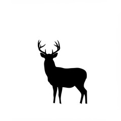 Obraz premium Black Silhouette of a Deer Against White Background