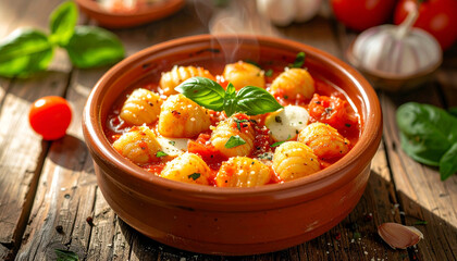Gnocchi sorrentina in terracotta pot