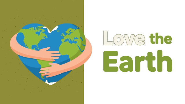 Illustration of hands hugging a heart-shaped Earth, symbolizing love and care for the planet.