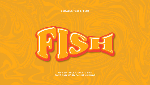 Orange Fish Cartoon Text Effect with Liquid Marble Background
