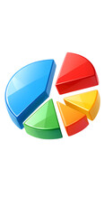 Fototapeta premium 3D glossy pie chart with separated colorful slices — business data analysis and market share concept, digital illustration
