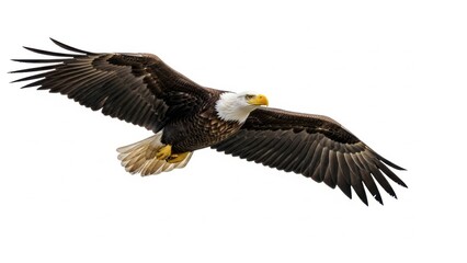 Fototapeta premium Eagle flying with wings spread on white background