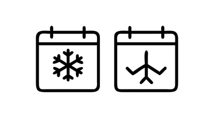 Winter Travel and Vacation Calendar Icons Set