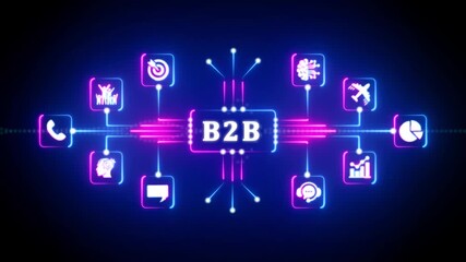 B2 B Business Network with Icons and Neon Lights connection digital - Powered by Adobe