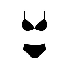Swimming black suits and bikini icon isolated on white background.