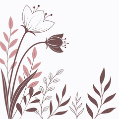 Minimal Floral Valentine Card with Copy Space