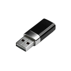 Black and Silver USB Flash Drive Memory Stick Isolated on Transparent Background