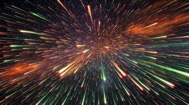 Warp speed jump into a thousand meteorit shower dynamic starfield