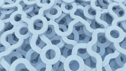 Abstract light blue labyrinth pattern, intricate maze-like design with interconnected circles and lines, complex texture