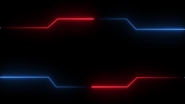 Neon digital Hud frame futuristic game target borders empty sharp red lines field forming. Tech layout for title backgrounds UI overlays business corporate Presentation templates, sci-fi. 4k
