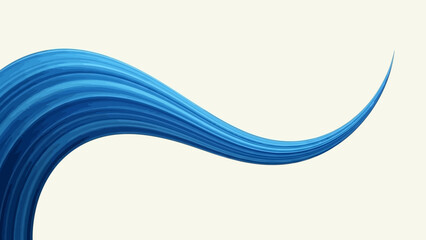 Fototapeta premium Abstract Blue Wave Flowing Curve with Paint Brush Strokes on Light Cream Background