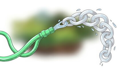 Broken Chain with Green Rope Attachment.