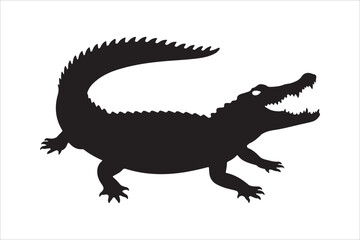 Fototapeta premium Crocodile alligator silhouette vector, Collection of Alligator and Crocodile Silhouette vector illustration