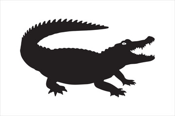 Obraz premium Crocodile alligator silhouette vector, Collection of Alligator and Crocodile Silhouette vector illustration