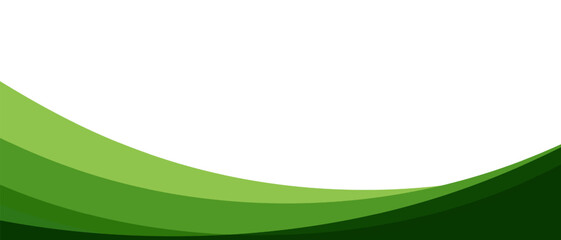 Elegant green wave background with simple curved layers on white space, suitable for branding, business banners, and digital marketing materials. © BoBloob
