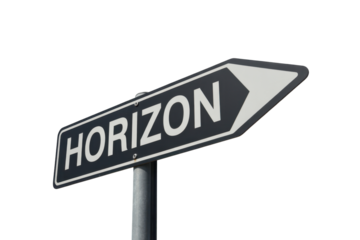 Horizon sign with directional arrow