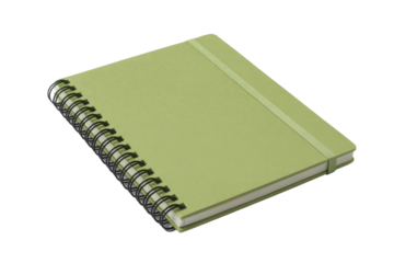 Green spiral notebook with elastic band