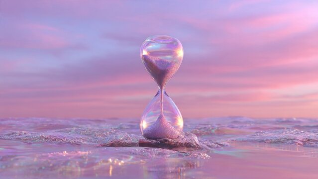 Hourglass with glittering sand