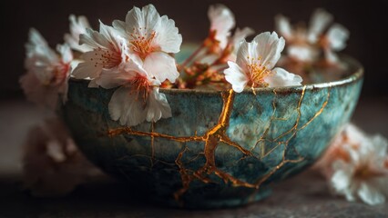 Kintsugi Bowl with Cherry Blossoms
