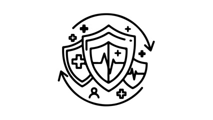Health Shield Icon: An illustration of a health shield showcases protection and care, emphasizing safety, well-being, and medical support.