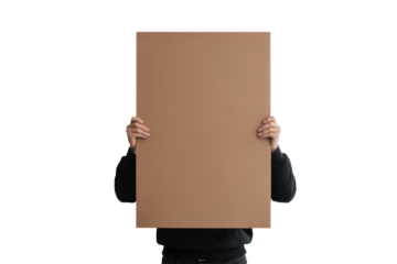Person holding blank cardboard sign