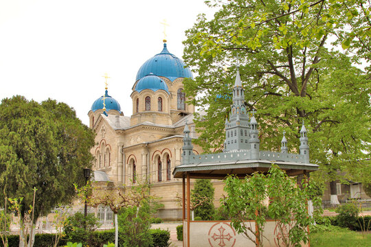 Assumption church and a chapel. Kitskansky monastery, Transnistria/Moldova