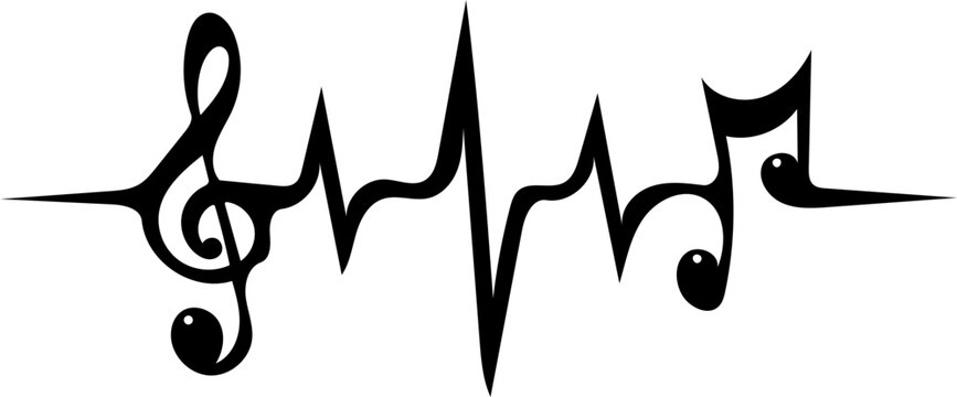 Musical heartbeat rhythm and sound wave illustration