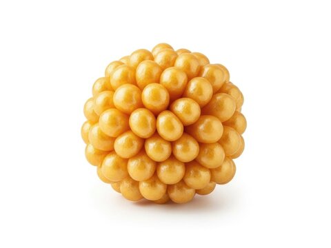 Spherical cluster of golden glowing caviar beads