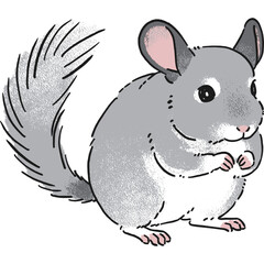 手書き風チンチラの座っているポーズのイラスト