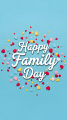 Happy family day celebration with colorful confetti