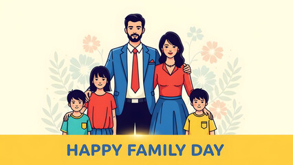 Happy family day cartoon illustration