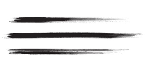 Obraz premium Three Black Brush Strokes on a White Background.