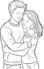 Obraz premium A young couple embracing each other tenderly with their eyes closed in a warm and intimate moment.