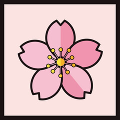 Fototapeta premium sakura flower flat design illustration of a vibrant pink japanese cherry blossom ideal for spring branding cultural graphics and design.