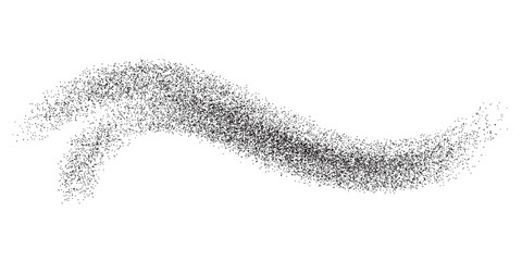 Abstract swirling cloud of tiny dots forming a dynamic wave shape.