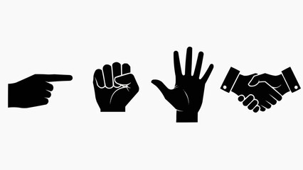 Hands in various gestures and actions depicted in simple illustrations