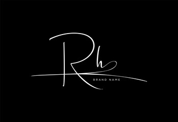 RH letter beauty cursive handwriting logo. vector logo| abstract logo| minimalist logo| brand identity| calligraphy design.