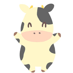 かわいいウシの全身イラスト