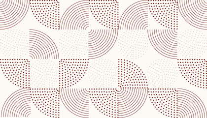 Geometric Pattern with Concentric Arcs and Dots.
