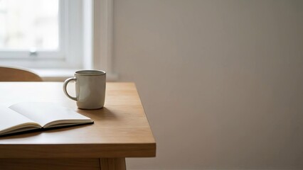 A Cozy Workspace with Coffee and Notebook