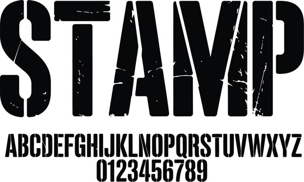 Bold Black Stamp Text with Alphanumeric Characters