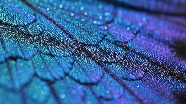 Extreme Macro of Butterfly Wing Scales Showing a Shingle Structure and Vibrant Color.