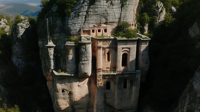 Aerial View of Kocakalesi Castle: A Historical Gem Carved into the Mountains